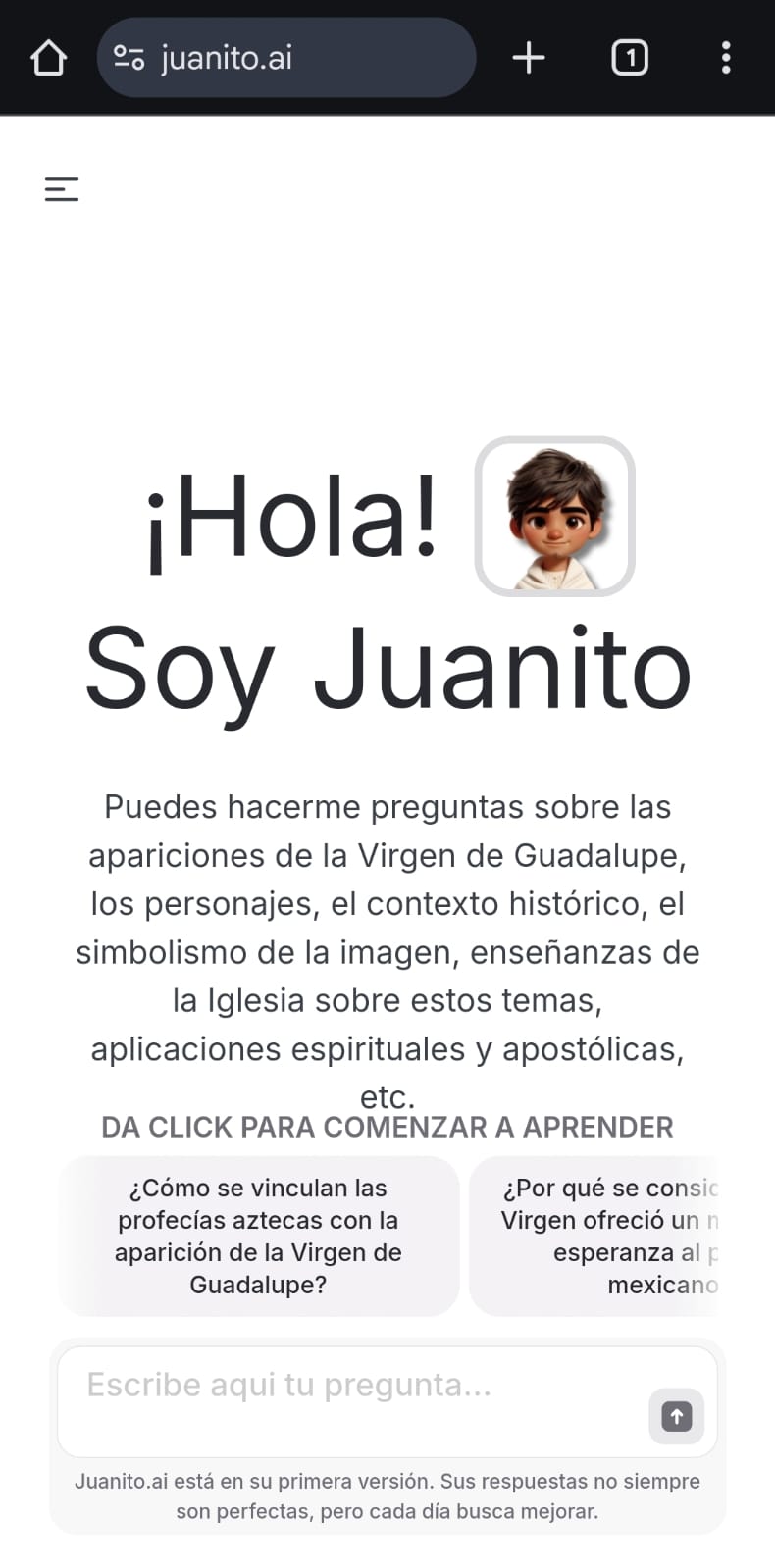 Juanito: la impresionante inteligencia artificial que te hará conocer a la Virgen de Guadalupe