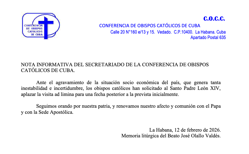 Obispos cubanos suspenden visita especial al Papa: no hay gasolina en el país, tampoco para los aviones